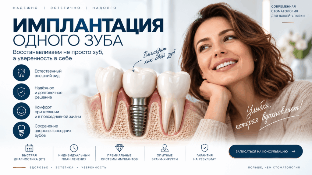 Имплантация одного зуба на Щелковской в Диамед