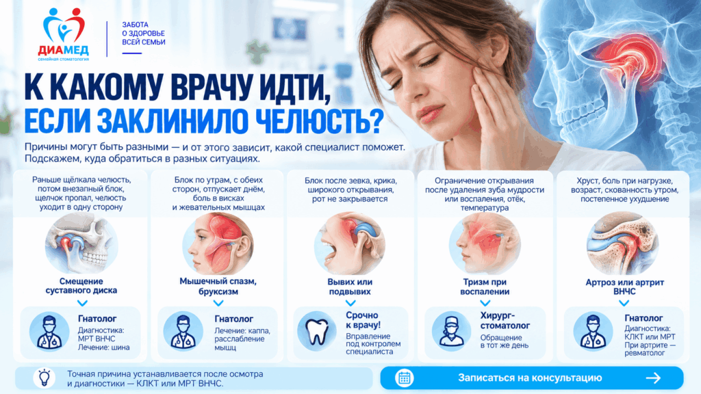 К какому врачу обращаться при блокировке челюсти