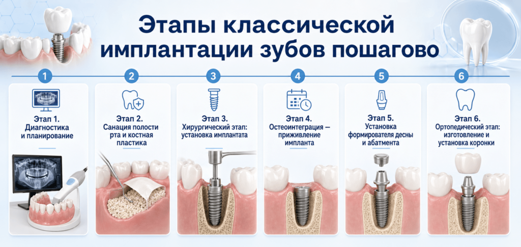 Этапы классической имплантации зубов (1)